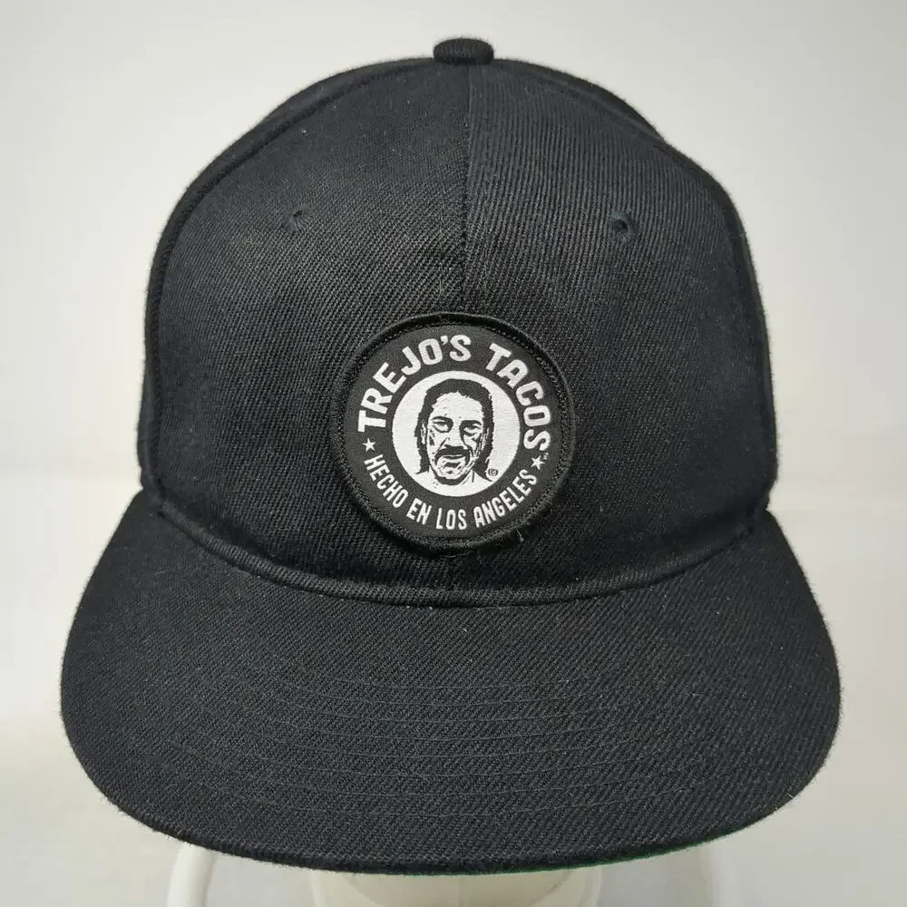 Crown Trejo's Tacos Snapback Black One Size Hat Danny Trejo Logo Green Underbrim